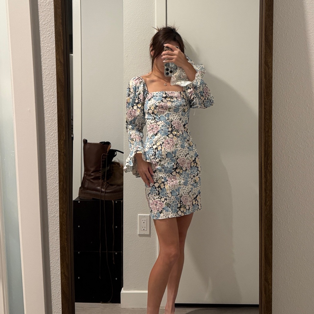 Floral Puff Sleeve Mini Dress